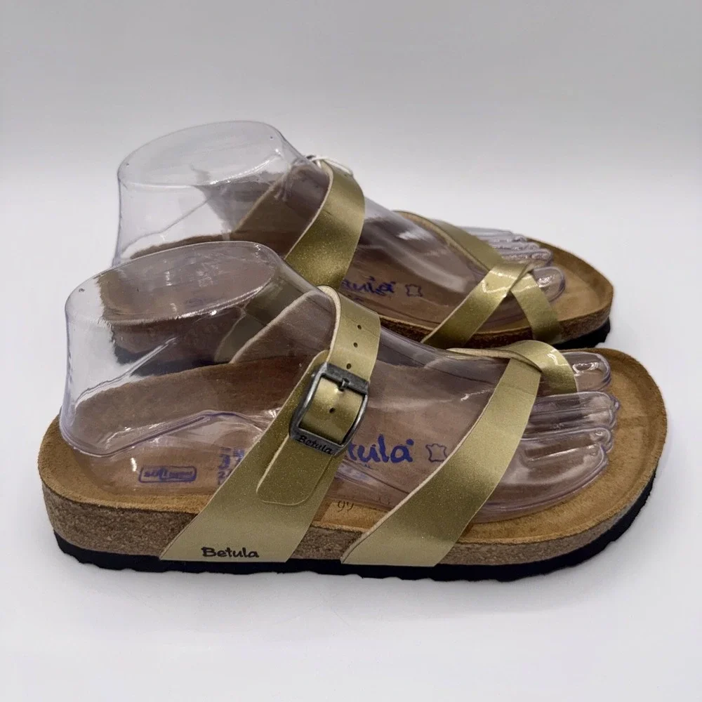 Betula Licensed by Birkenstock Mia Sandals Women's Size 6‎ EU 37 Gold Metallic